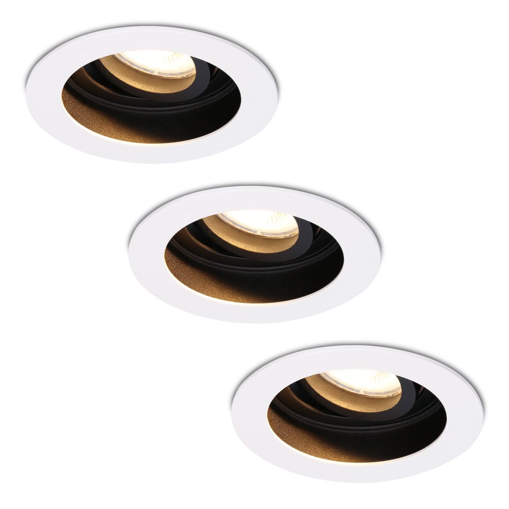 Set van 3 Laredo LED inbouwspots - GU10 - 4 Watt 345 lumen - 2700K Warm wit - Dimbaar - verzonken - Rond - Kantelbaar - IP20 Voor binnen - Wit afbeelding
