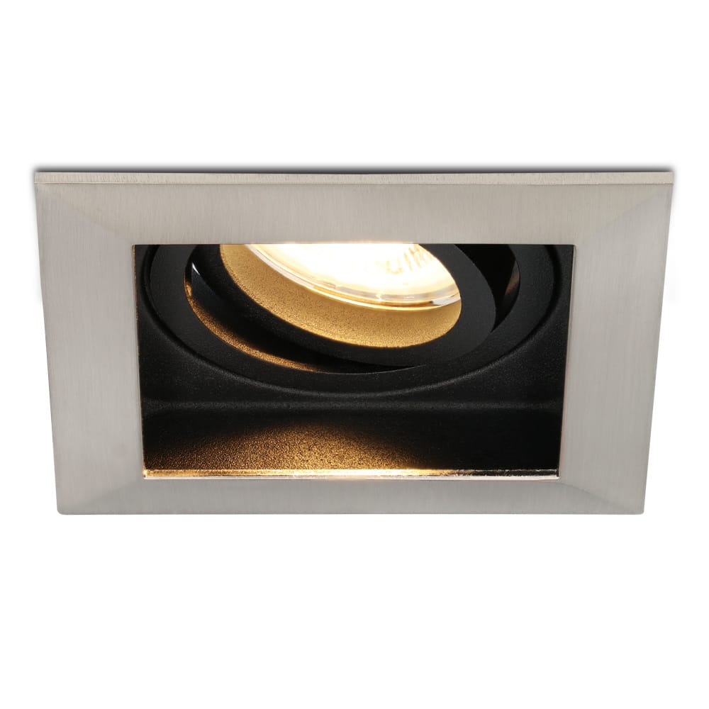 Durham LED inbouwspot vierkant - 4 Watt 345 lumen - 2700k warm wit - GU10 - Dimbaar Kantelbaar - Voor binnen - RVS afbeelding