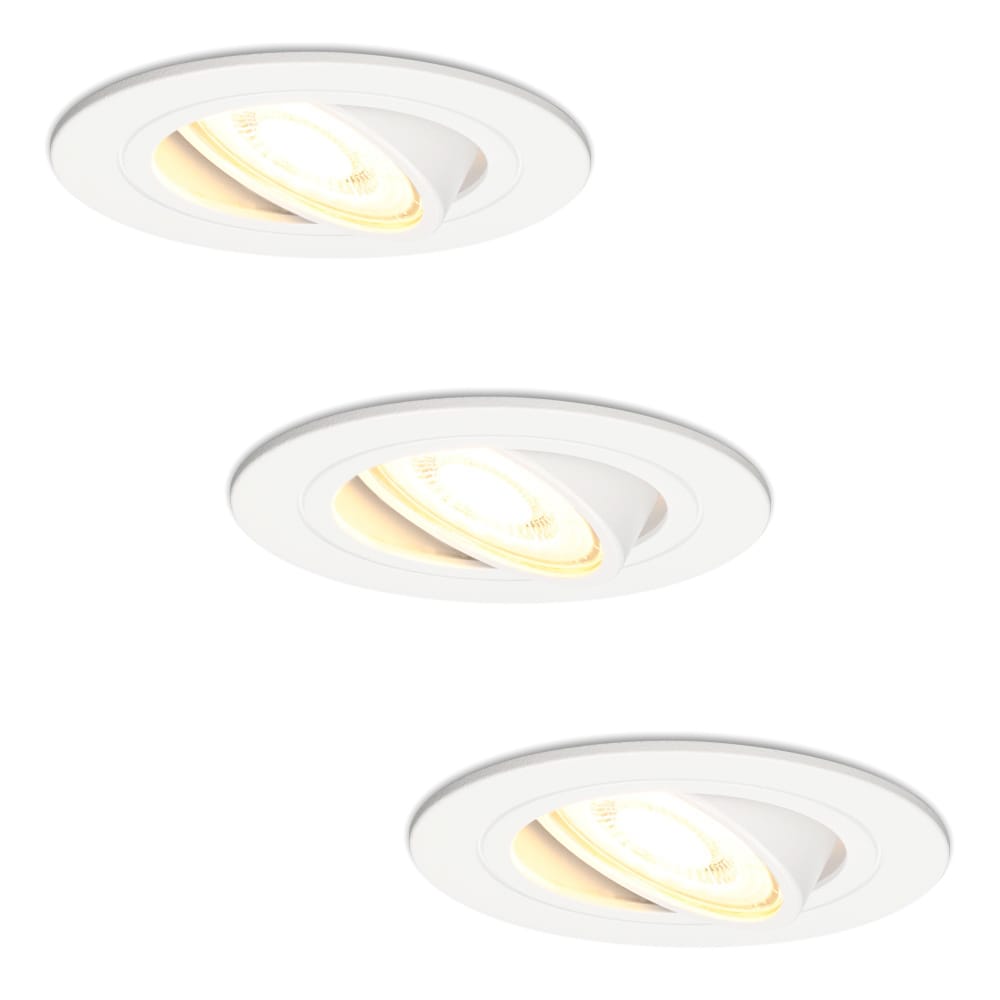 Set van 3 Pittsburg LED inbouwspots - GU10 4 Watt 345 lumen - 2700K Warm wit - Dimbaar - Rond - Kantelbaar - IP20 Voor binnen - Wit afbeelding