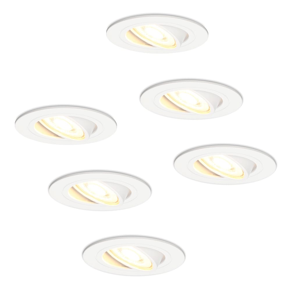 Set van 6 Pittsburg LED inbouwspots - GU10 4 Watt 345 lumen - 2700K Warm wit - Dimbaar - Rond - Kantelbaar - IP20 Voor binnen - Wit afbeelding