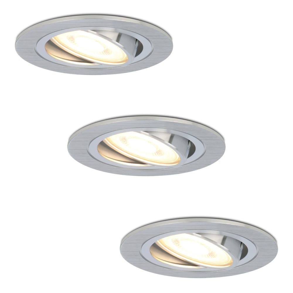 Set van 3 Chandler LED inbouwspots - GU10 4 Watt 345 lumen - 2700K Warm wit - Dimbaar - Rond - Kantelbaar - IP20 Voor binnen - RVS afbeelding