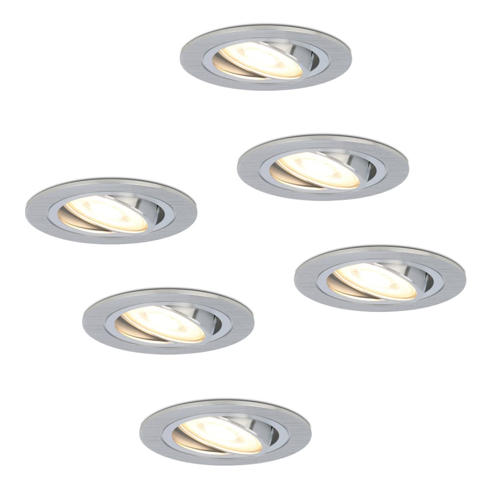 Set van 6 Chandler LED inbouwspots - GU10 4 Watt 345 lumen - 2700K Warm wit - Dimbaar - Rond - Kantelbaar - IP20 Voor binnen - Aluminium afbeelding 1