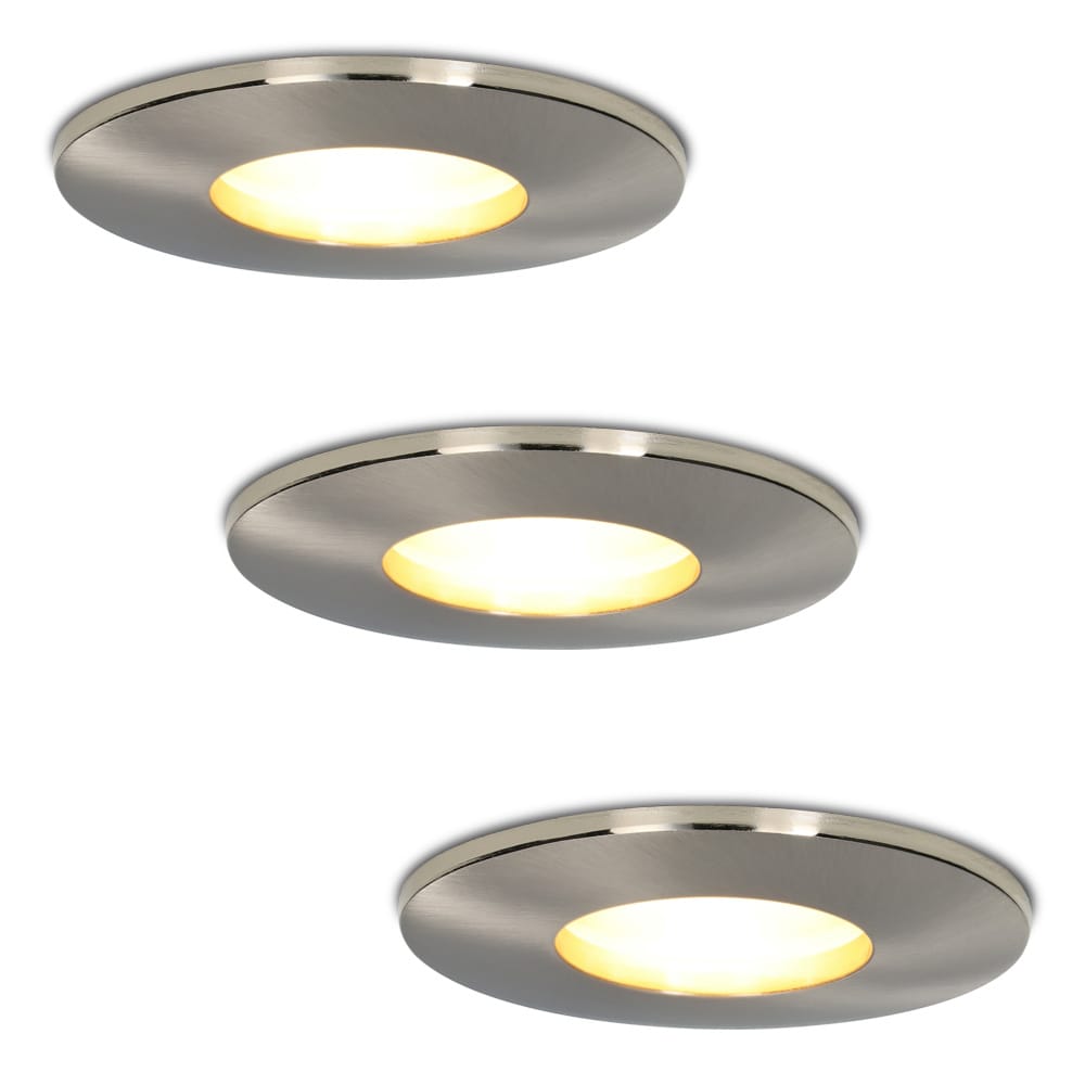 Set van 3 Vegas - LED Inbouwspots - 4 Watt 345 lumen - 2700K Warm wit - GU10 - Dimbaar - Rond - IP44 voor badkamer, buiten en binnen - RVS afbeelding