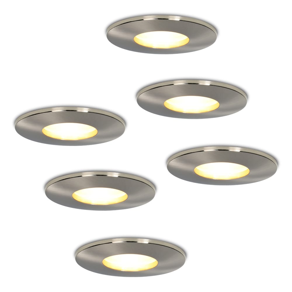 Set van 6 Vegas - LED Inbouwspots - 4 Watt 345 lumen - 2700K Warm wit - GU10 - Dimbaar - Rond - IP44 voor badkamer, buiten en binnen - RVS afbeelding