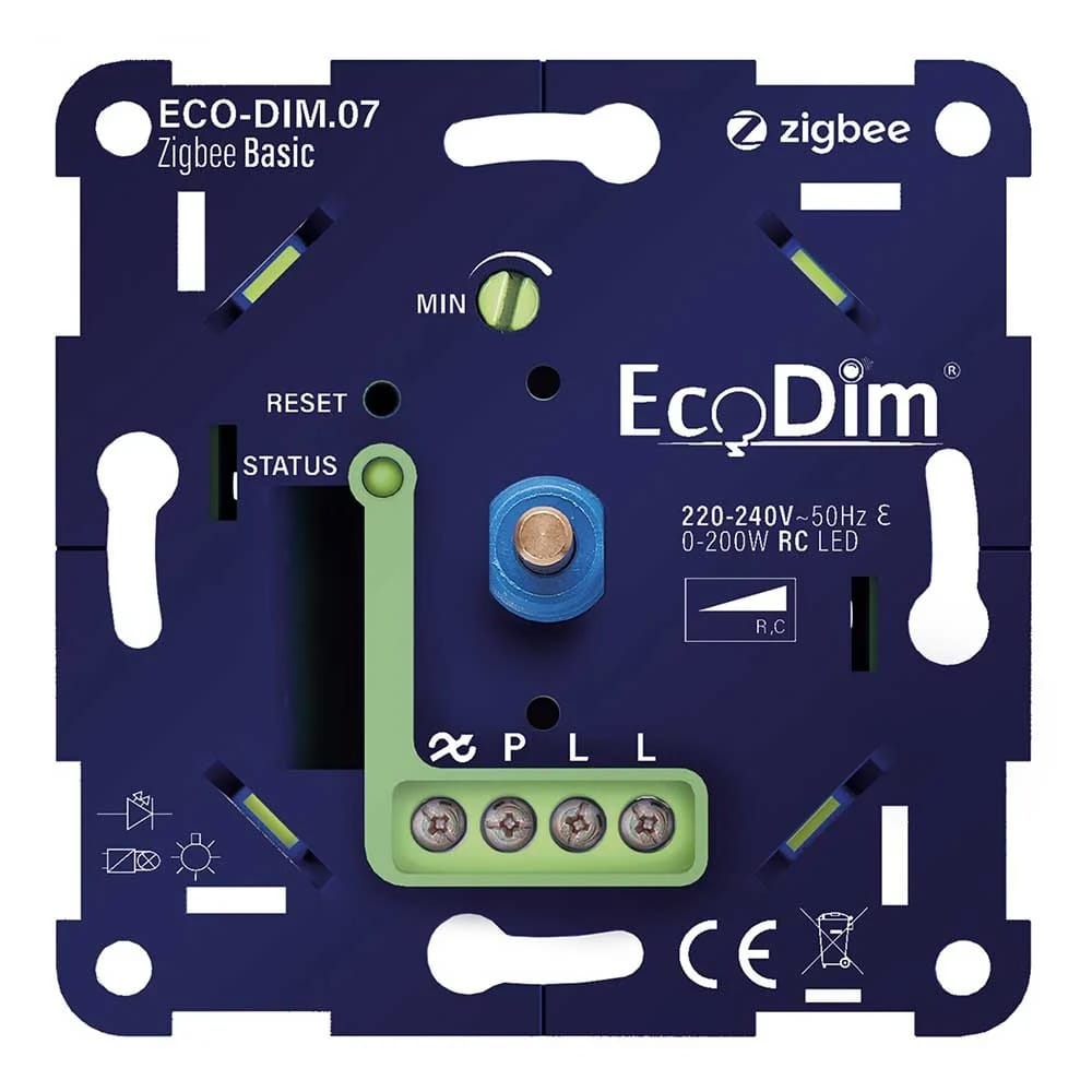 Smart Zigbee LED Dimmer Inbouw - 0-200 Watt - Geschikt voor fase afsnijding - ECO-DIM.07 afbeelding