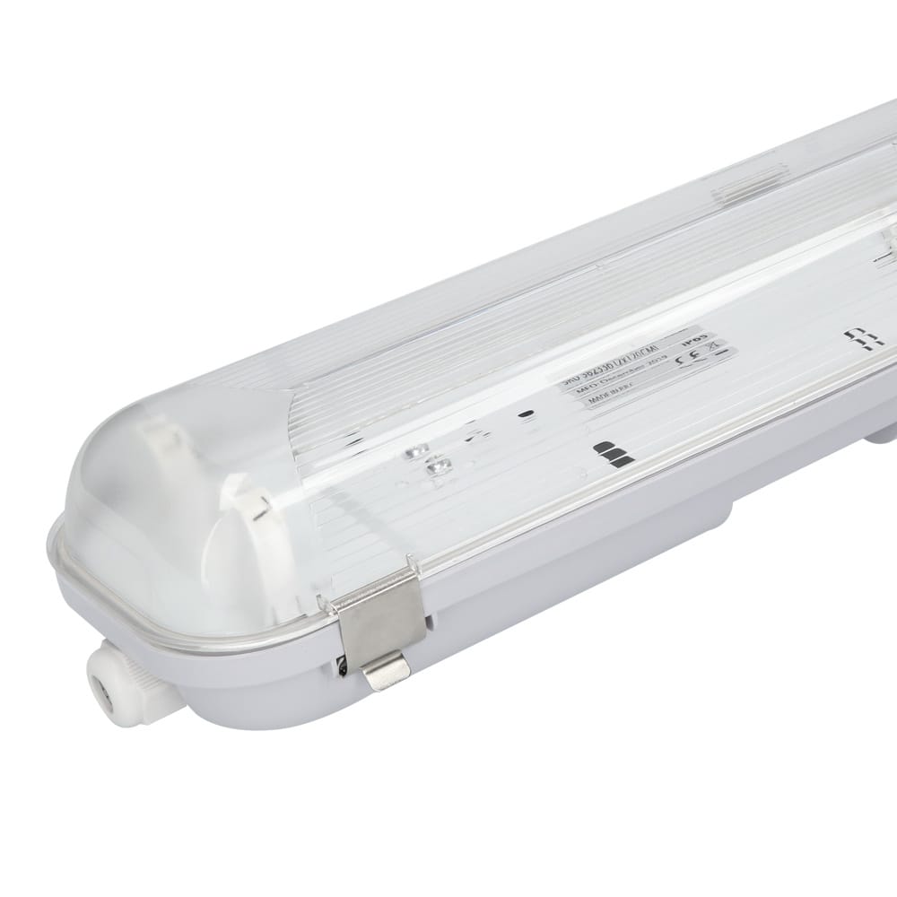 LED TL armatuur 120 cm dubbel - Koppelbaar - Geschikt voor T8 (G13) buizen - IP65 waterdicht - T8 Fitting G13 - RVS clips afbeelding