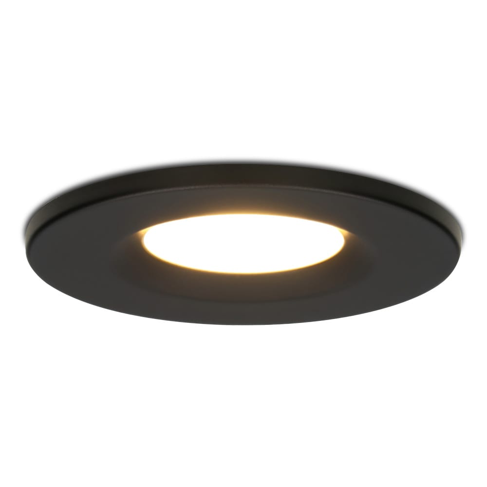 Venezia LED Einbaustrahler - 6W 650lm - 2700K warmweiß - Dimmbar - Rund - IP65 wasserdicht - Schwarz - Für den Innen, Außen und Badezimmer