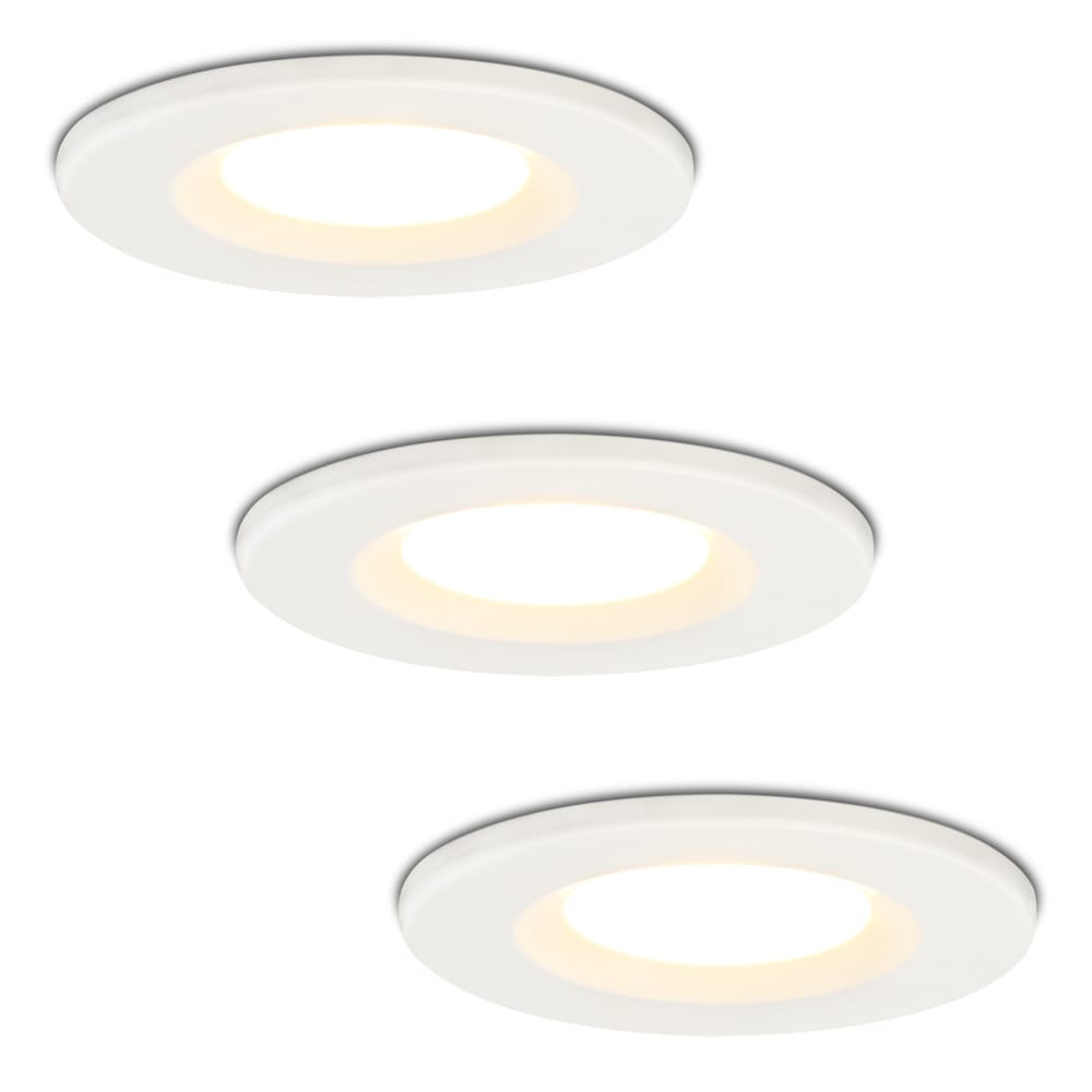 Set van 3 Venezia LED inbouwspots - 6 Watt 650 lumen - 2700K warm wit - Dimbaar - Rond - IP65 waterdicht - Wit - Voor binnen, buiten en badkamer afbeelding