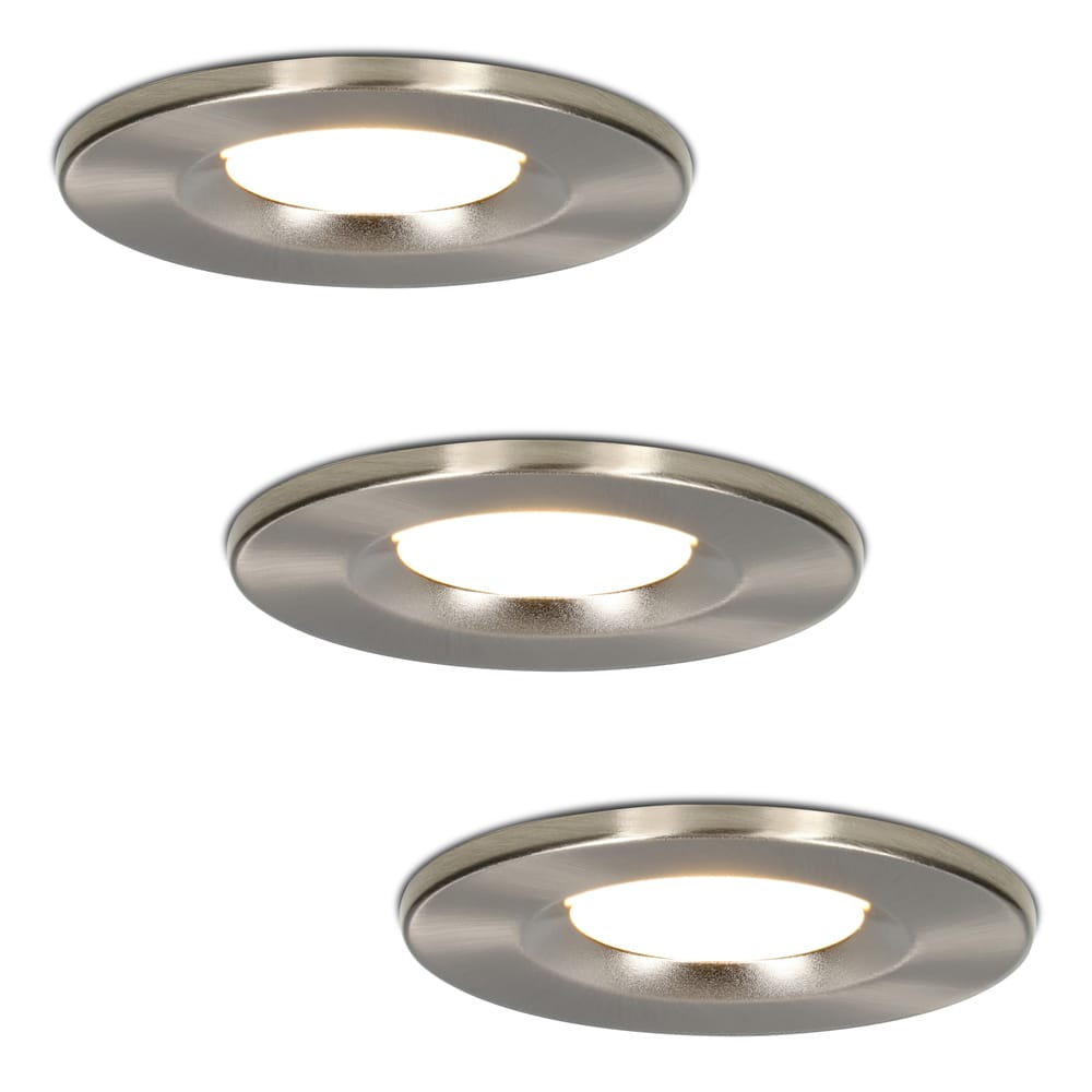Set van 3 Venezia LED inbouwspots - 6 Watt 650 lumen - 2700K warm wit - Dimbaar - Rond - IP65 waterdicht - RVS - Voor binnen, buiten en badkamer afbeelding