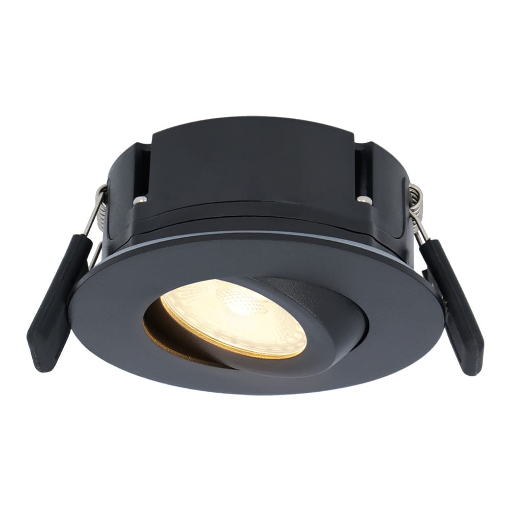 Napels LED inbouwspot Extra Plat (39mm) - 360° Kantelbaar - 8 Watt 570 Lumen - Dimbaar - IP65 - Zwart afbeelding
