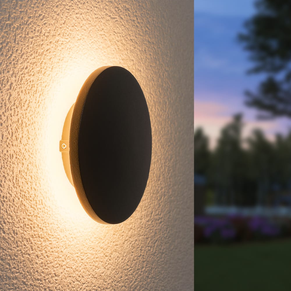 Casper S LED Wandlamp Rond - 6 Watt 660 lumen - 3000K Warm Wit - Diffuus - 360 graden Stralingshoek - IP54 Waterdicht - Voor Binnen en buiten - Zwart afbeelding