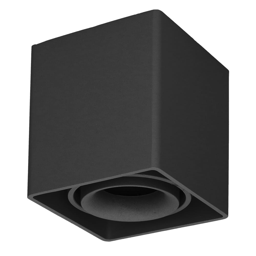Vierkante LED Opbouwspot Esto - Kantelbaar - GU10 Fitting - Opbouwspot - Voor binnen - Vervangbare afdekring - Zwart afbeelding