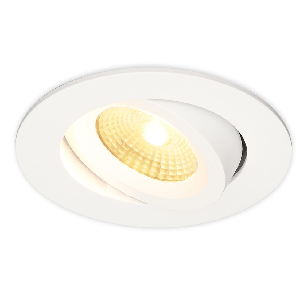 Salerno LED inbouwspot - 8W 650 lumen - 2700K warm wit - Dimbaar - Rond - Kantelbaar - IP44 waterdicht - Wit - Voor binnen, buiten en badkamer afbeelding