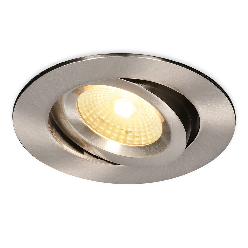 Salerno LED inbouwspot - 8W 650 lumen - 2700K warm wit - Dimbaar - Rond - Kantelbaar - IP44 waterdicht - RVS - Voor binnen, buiten en badkamer afbeelding 1