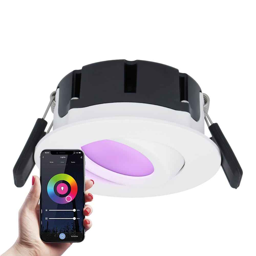 Napels smart inbouwspot - IP65 waterdicht - 8 Watt 600 Lumen - Kantelbaar - Wifi + Bluetooth - RGBWW - Google Home, Amazon Alexa en Siri - Wit - Voor binnen en buiten afbeelding