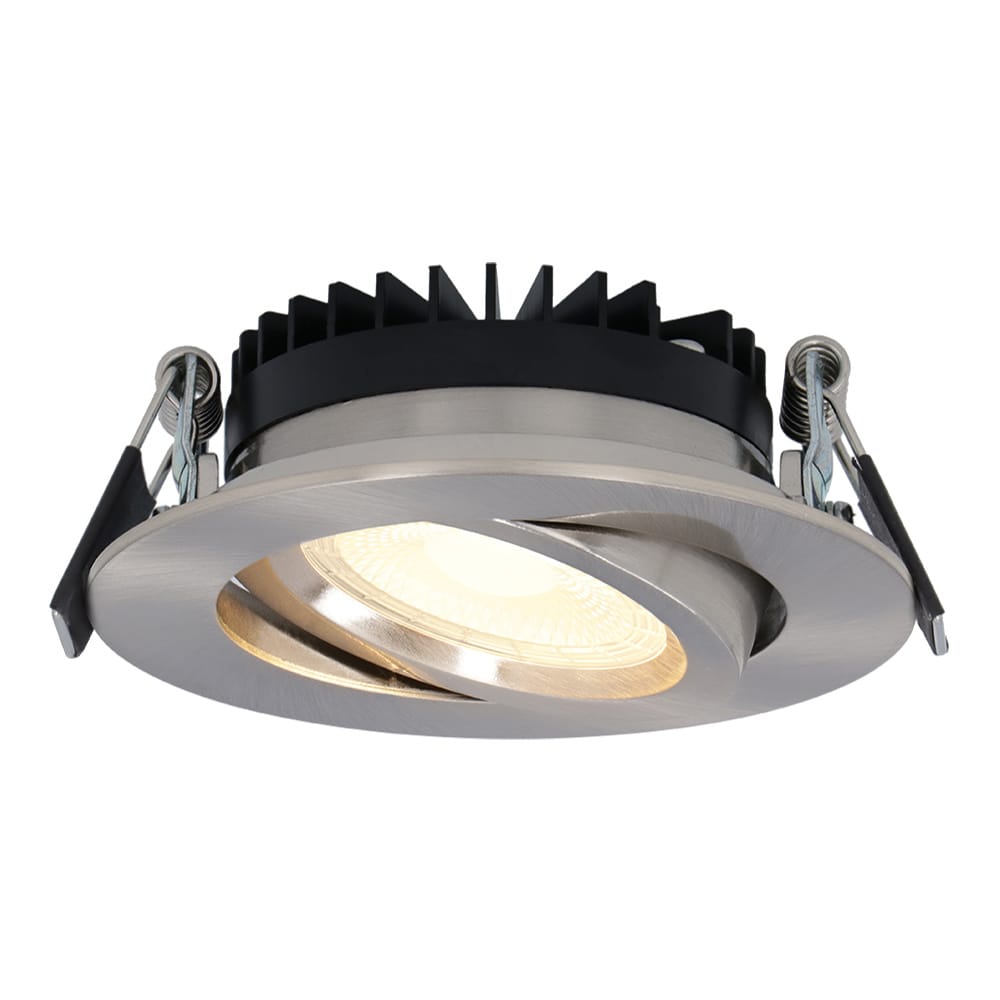 Rome LED inbouwspot - Kantelbaar - IP44 waterdicht - 6 Watt 430 lumen - 2700K warm wit - Lage inbouwdiepte 27mm - Dimbaar - Rond - RVS - Voor binnen en buiten afbeelding 1