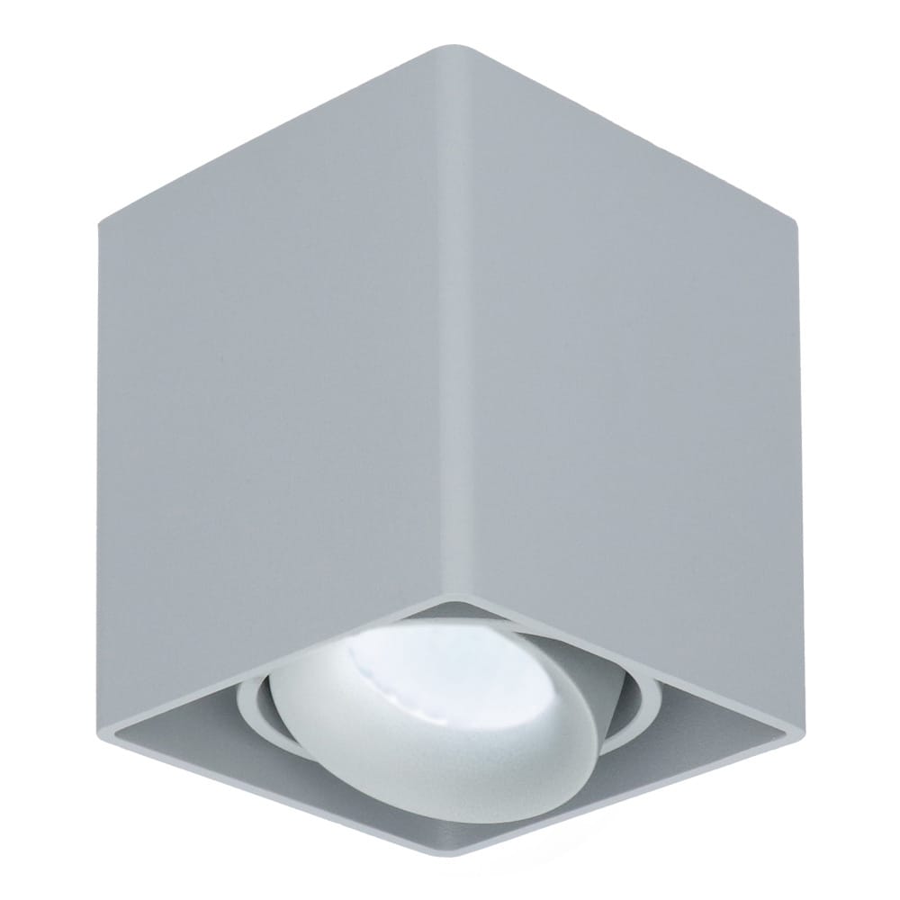 Vierkante LED Opbouwspot Esto - Kantelbaar - Dimbaar - 6000K daglicht wit - 5 Watt 400 lumen- GU10 - Plafondspot - Voor binnen - Vervangbare afdekring - Grijs afbeelding
