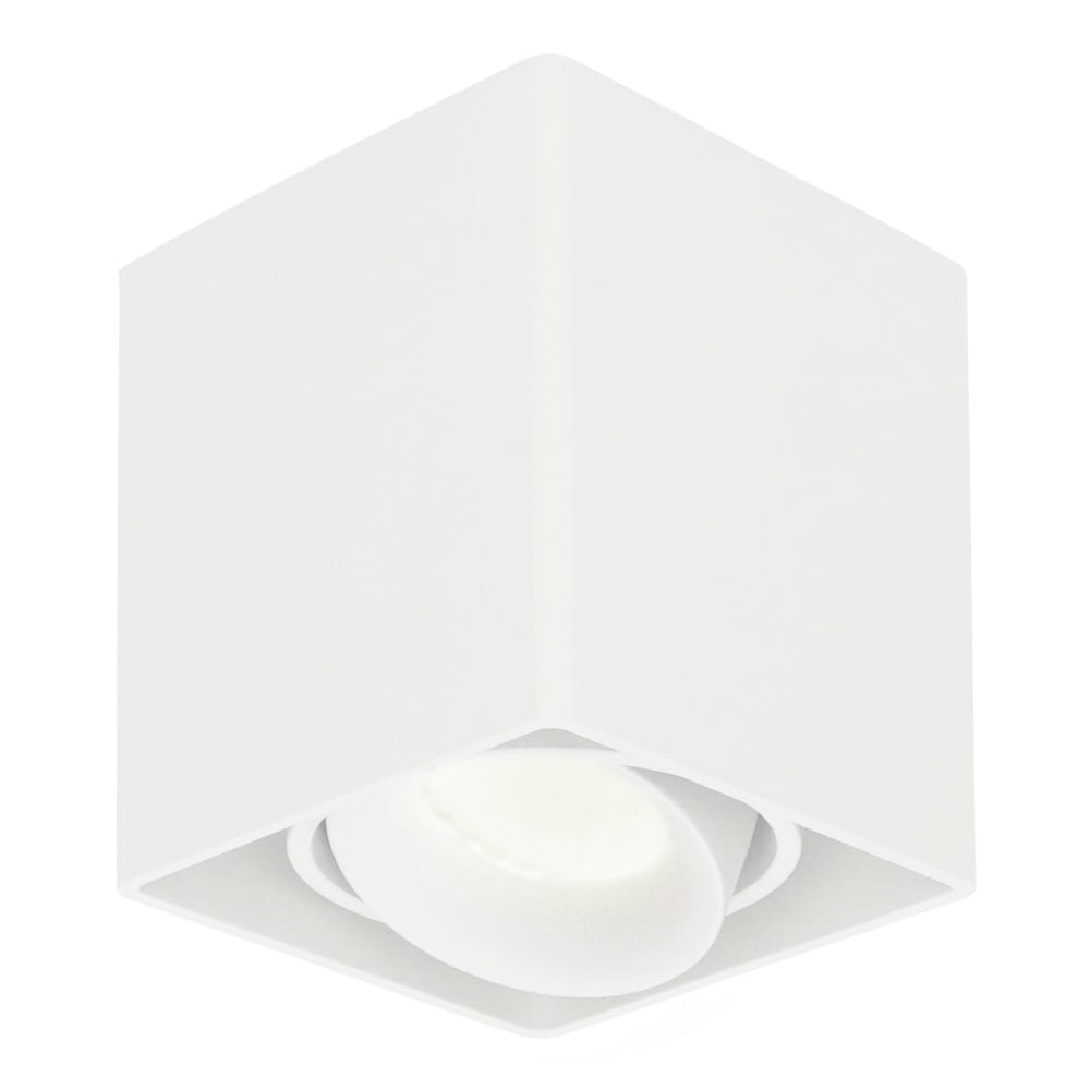 Vierkante LED Opbouwspot Esto - Kantelbaar - Dimbaar - 4000K neutraal wit - 5 Watt 400 lumen - GU10 - Plafondspot - Voor binnen - Vervangbare afdekring - Wit afbeelding