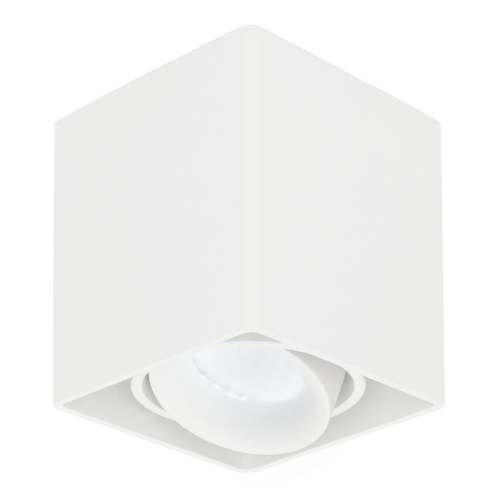 Vierkante LED Opbouwspot Esto Kantelbaar Dimbaar 6500K daglicht wit 4 Watt 345 Lumen GU10 Plafondspot Voor binnen Vervangbare afdekring Wit