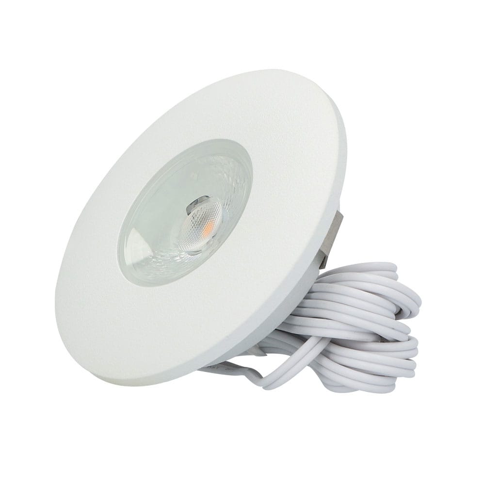 Pavo LED inbouwspot Plat (meubelspot) - 3W 260 lumen - 2700K warm wit - Lage inbouwdiepte - Dimbaar - Rond - Voor binnen - Wit afbeelding