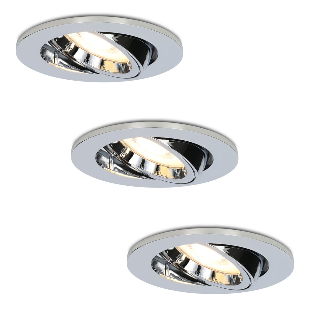 Set van 3 Maya LED inbouwspots - 4 Watt 345 lumen - 2700K Warm wit - GU10 - Dimbaar - Rond - Kantelbaar - IP20 voor binnen - Chroom afbeelding
