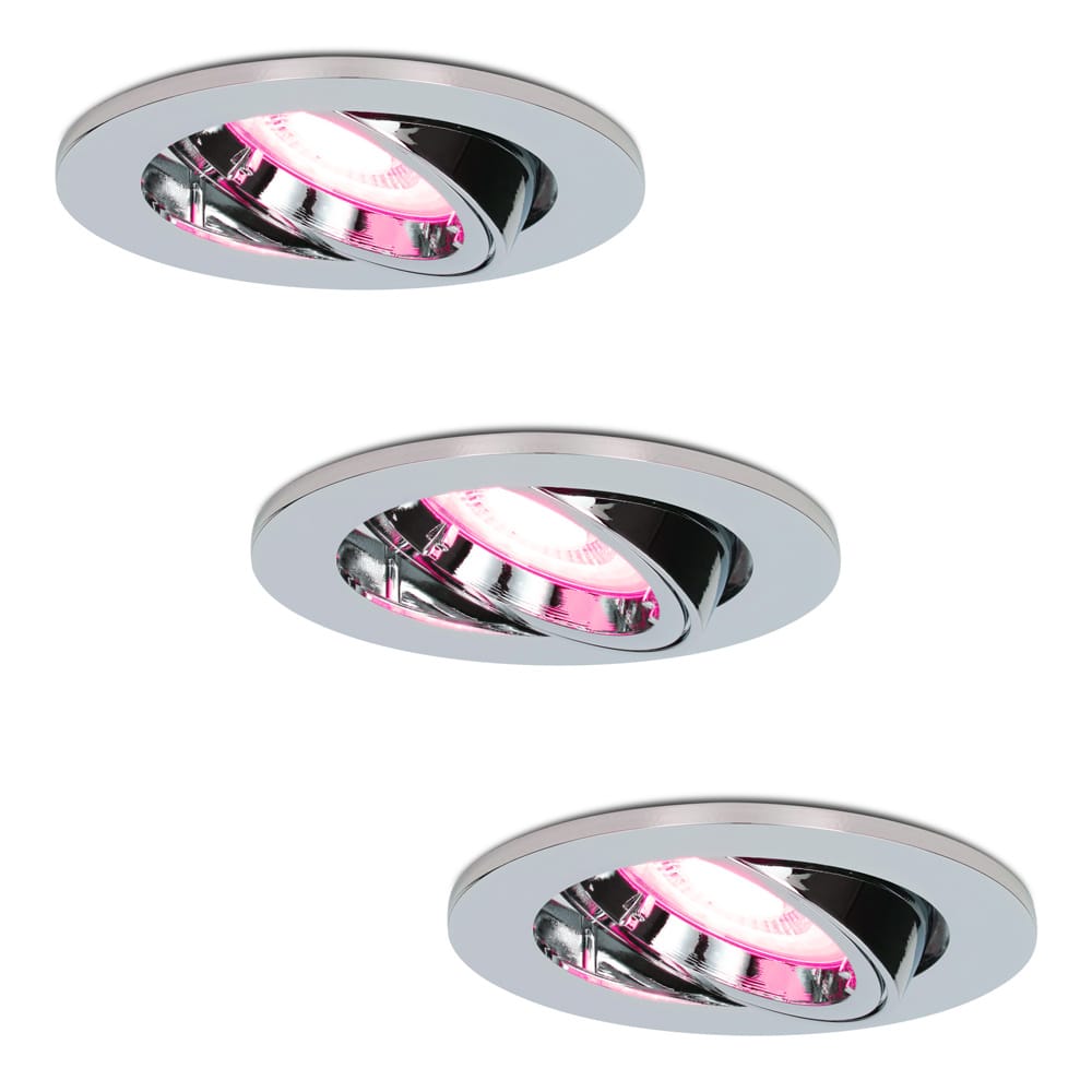 Set van 3 Maya Smart inbouwspot IP20 voor binnen 5,5 Watt 345 Lumen Kantelbaar Wifi Bluetooth RGBWW GU10 Google Home, Amazon Alexa en Siri Chroom