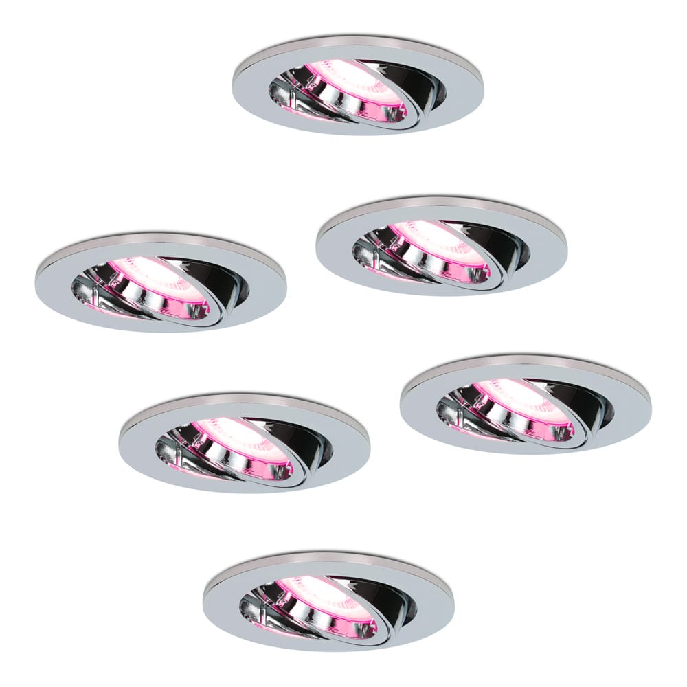 Set van 6 Maya Smart inbouwspot IP20 voor binnen 5,5 Watt 345 Lumen Kantelbaar Wifi Bluetooth RGBWW GU10 Google Home, Amazon Alexa en Siri Chroom