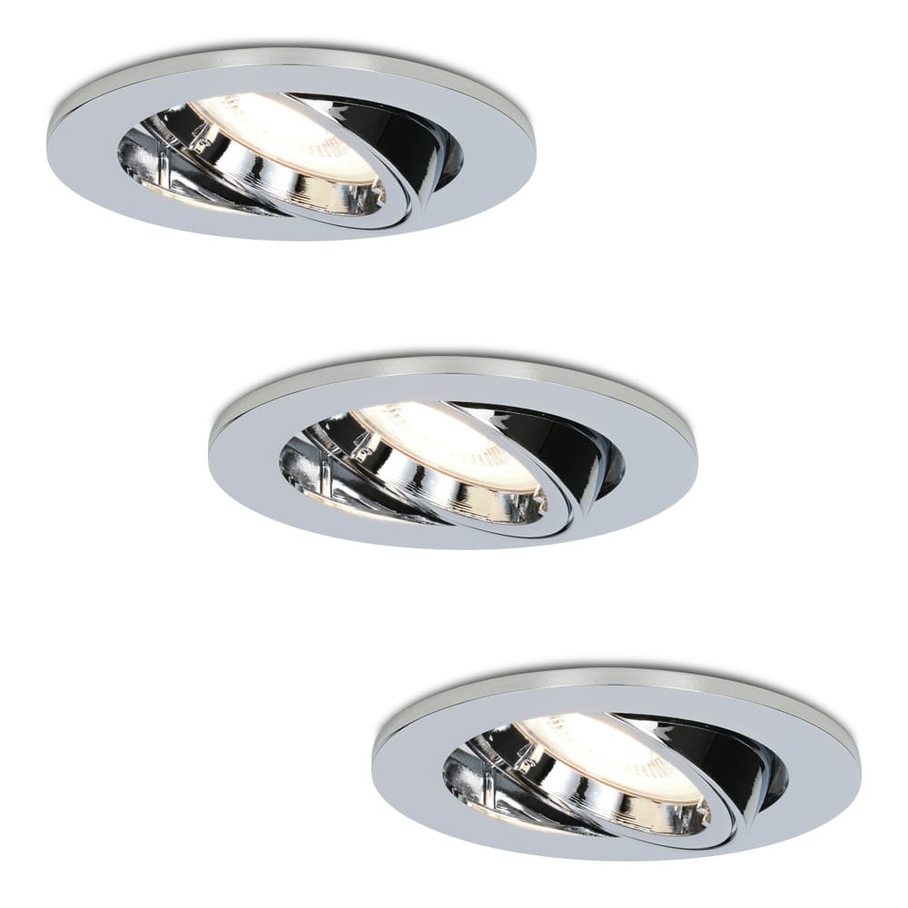 Set van 3 Maya LED inbouwspots - 5 Watt 400 lumen - 4000K Neutraal wit - GU10 - Dimbaar - Rond - Kantelbaar - IP20 voor binnen - Chroom afbeelding
