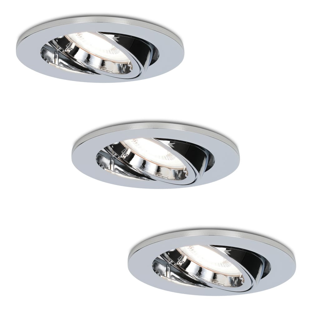 Set van 3 Maya LED inbouwspots - 5 Watt 400 lumen - 6000K Daglicht wit - GU10 - Dimbaar - Rond - Kantelbaar - IP20 voor binnen - Chroom afbeelding