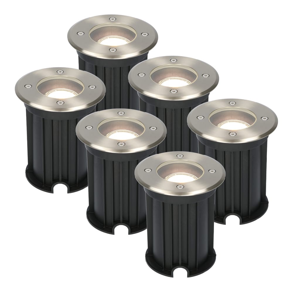 Set van 6 Maisy LED Grondspot - Dimbaar - Rond - Ø12cm - GU10 - 5 Watt 400 Lumen - 4000K neutraal wit - RVS - IP67 waterdicht - Tuinspot - Oprit afbeelding