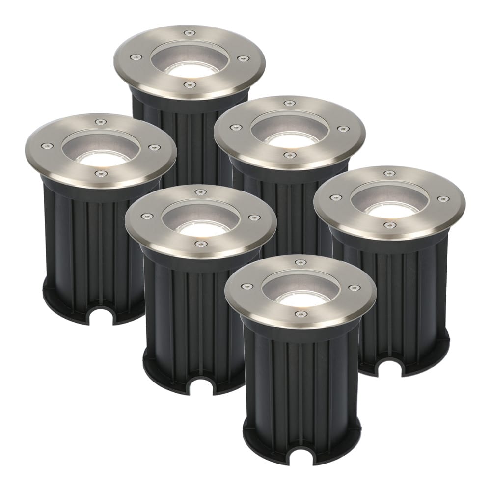 Set van 6 Maisy LED Grondspot - Dimbaar - Rond - Ø12cm - GU10 - 5 Watt 400 Lumen - 6000K daglicht wit - RVS - IP67 waterdicht - Tuinspot - Oprit afbeelding