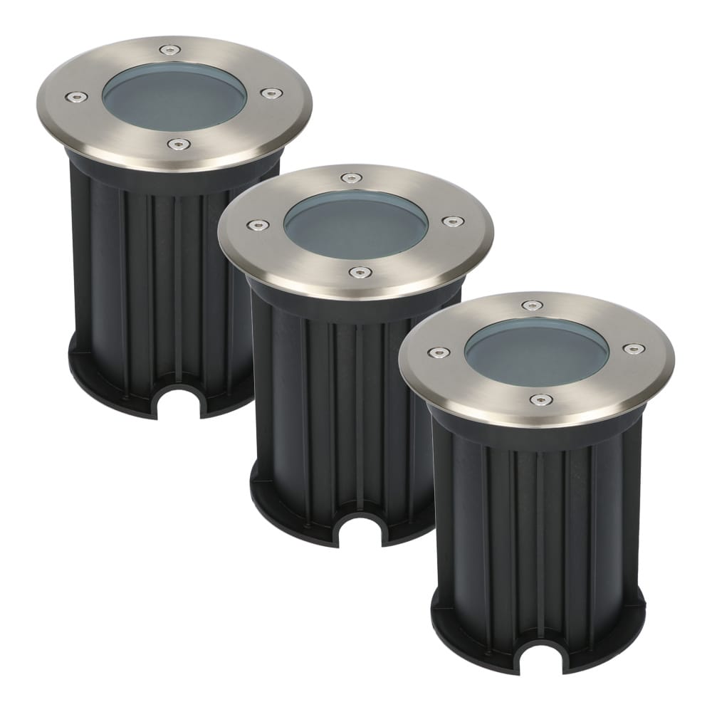 Set van 3 Maisy LED Grondspots - Rond - Ø12cm - RVS - GU10 fitting - Excl. lichtbron - IP67 waterdicht - Tuinspot - Oprit afbeelding