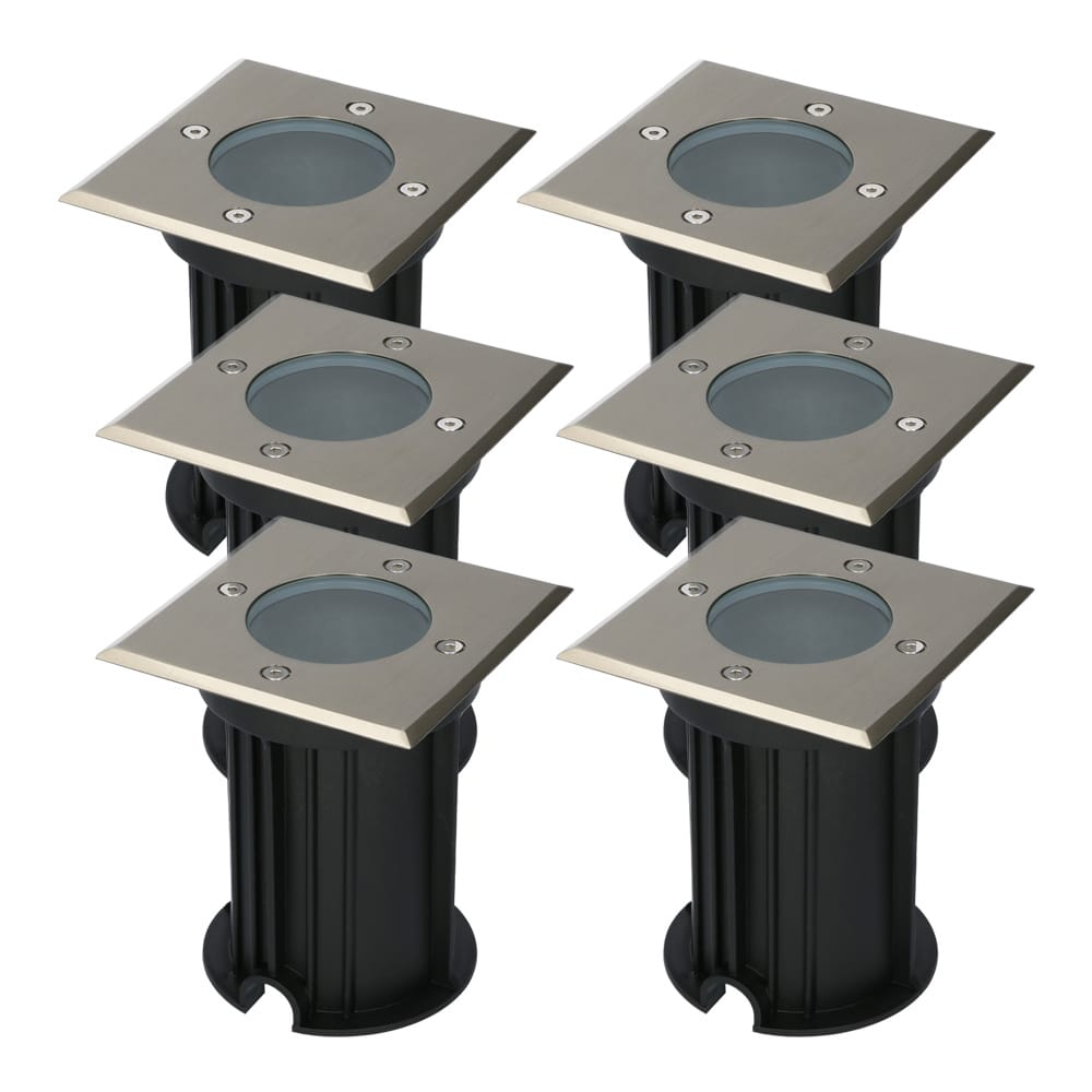Set van 6 Ramsay LED Grondspots - Vierkant - RVS - GU10 fitting - Excl. lichtbron - IP67 waterdicht - Tuinspot - Oprit afbeelding