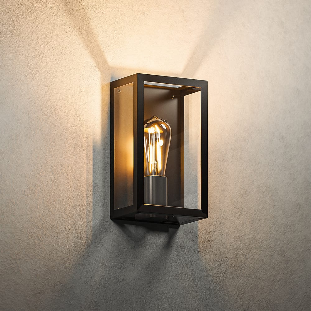 Stella dimbare LED wandlamp - excl. E27 lichtbron - Max. 60 watt - IP44 - Zwart - 3 jaar garantie - Voor binnen en buiten - Klassiek - Wandlantaarn afbeelding