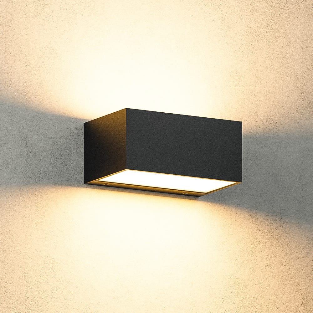 Rivera S - LED Wandlamp - IP54 Waterdicht - 9 Watt 530Lumen - 3000K Warm Wit - Voor binnen en buiten - Up & Down Light - Zwart afbeelding