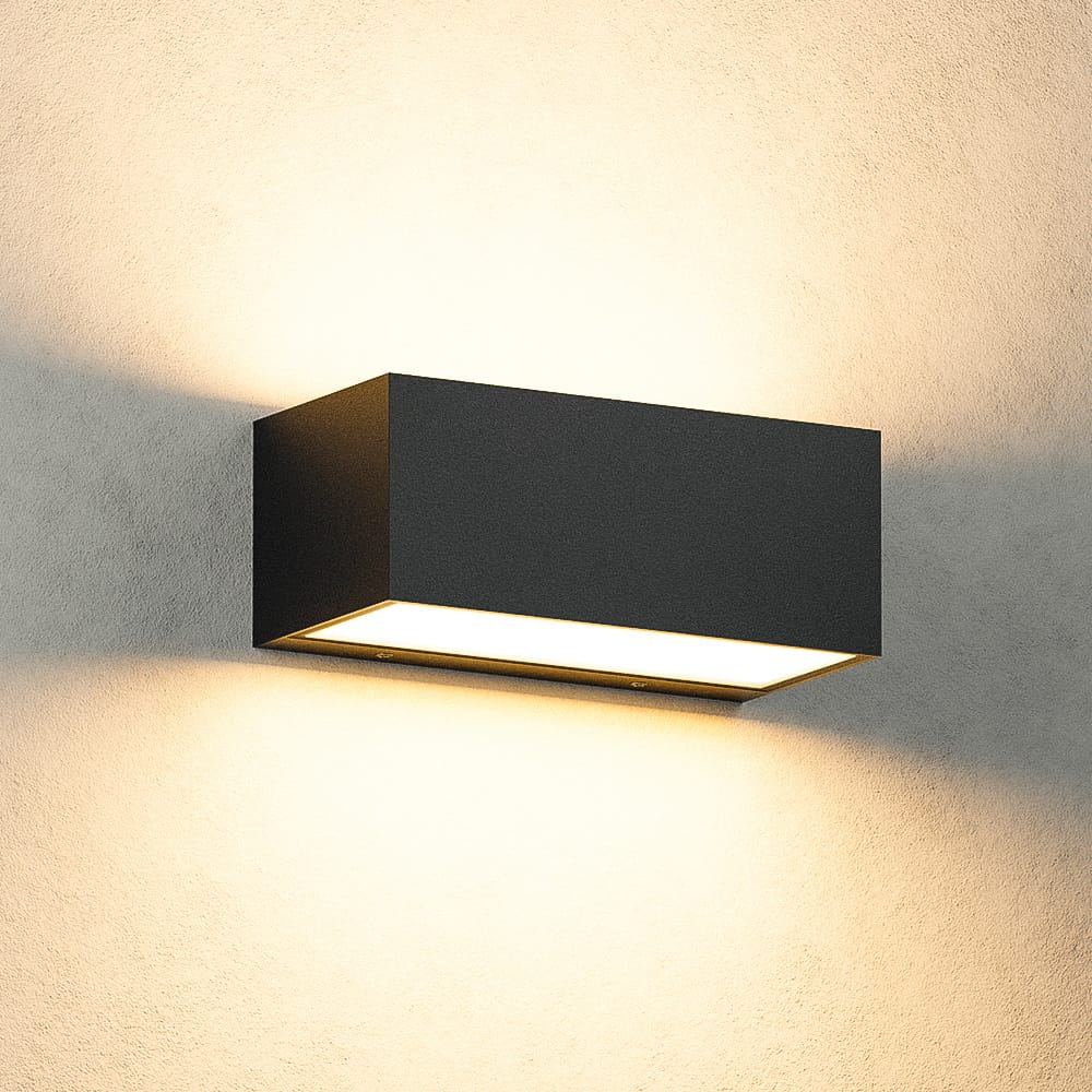 Rivera M - LED Wandlamp - IP54 Waterdicht - 13 Watt 700Lumen - 3000K Warm Wit - Voor binnen en buiten - Up & Down Light - Zwart afbeelding