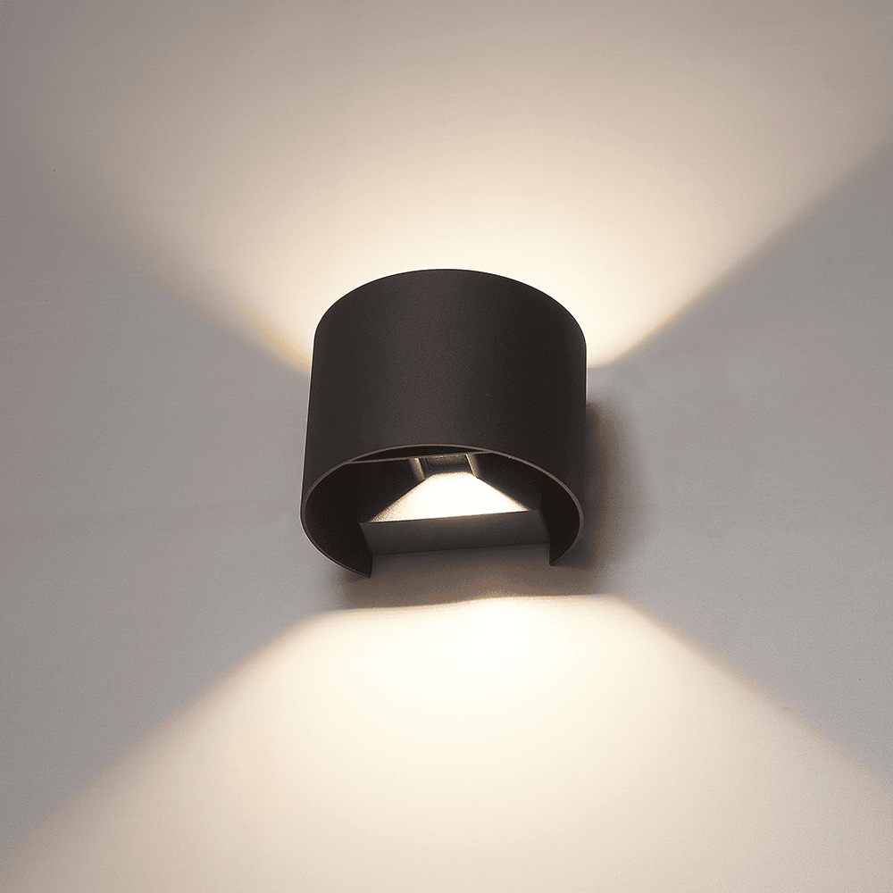 Denver LED Wandlamp - 6 Watt 560lm - Dimbaar - IP54 waterdicht - 3000K Warm wit - Zwart - Verstelbare stralingshoek - Modern - Voor binnen en buiten afbeelding