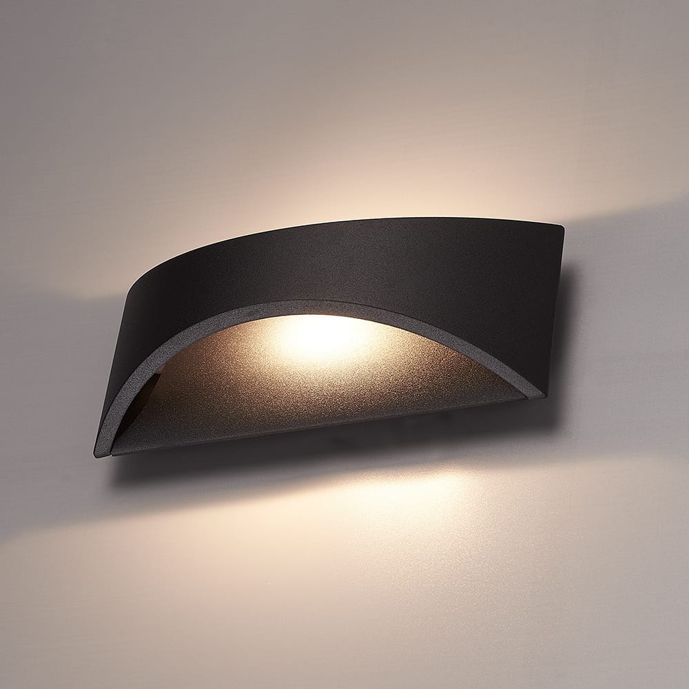 Lowa LED wandlamp - 3000K warm wit - 6 Watt 380 lumen - Up & down light - IP54 waterdicht voor binnen en buiten - Moderne muurlamp - Tweezijdig - Zwart - Modern afbeelding