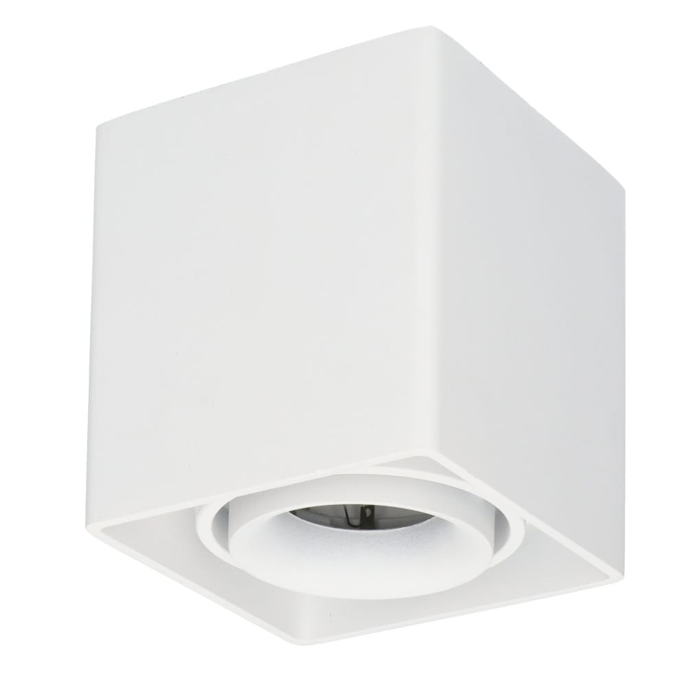 Vierkante LED Opbouwspot Esto - Kantelbaar - GU10 - Plafondspot - Voor binnen - Vervangbare afdekring - Wit afbeelding