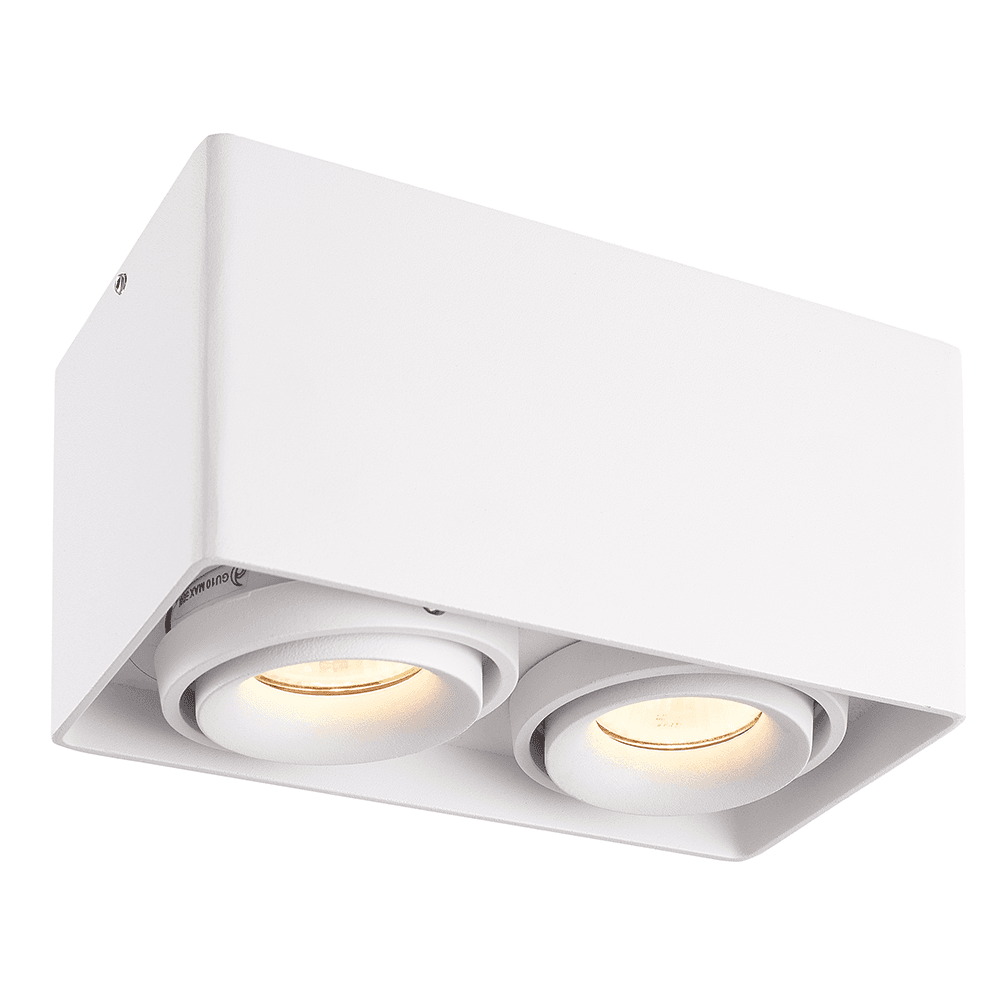 Esto LED Opbouwspot - Vierkant - 2 lichts - Kantelbaar - GU10 Fitting - Opbouwspot - Voor binnen - Vervangbare afdekring - Wit afbeelding 1