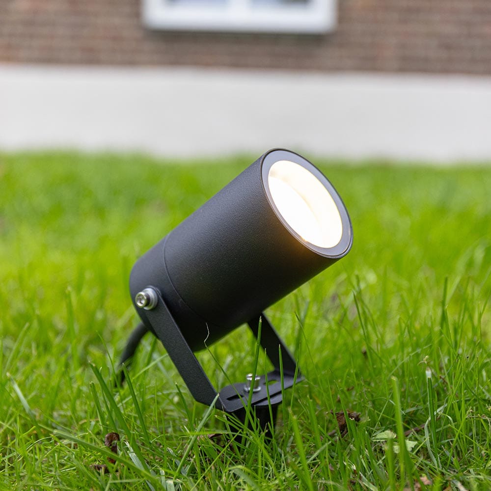 Spikey LED prikspot GU10 fitting Wandspot IP65 Waterdicht Dimbaar Kantelbaar Grondspies Zwart Tuinspot
