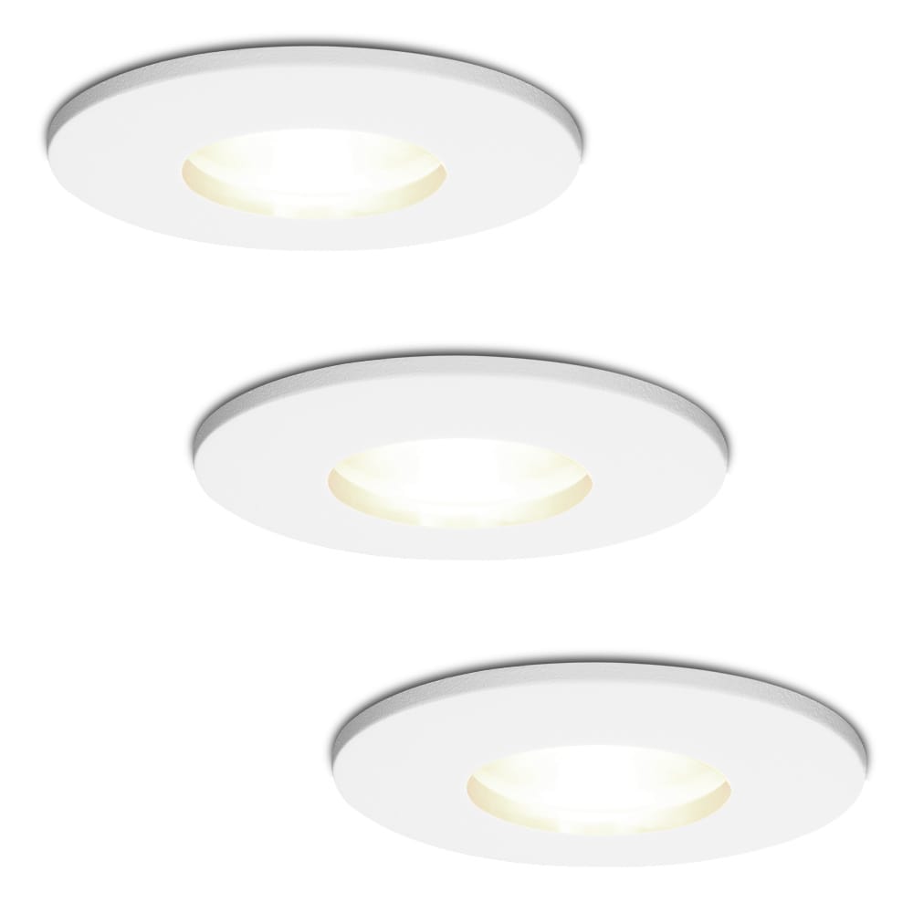 Set van 3 Barcelona - LED Inbouwspots - 5 Watt 400 lumen - 4000K Neutraal wit - GU10 - Dimbaar - Rond - IP44 voor badkamer, buiten en binnen - Wit afbeelding
