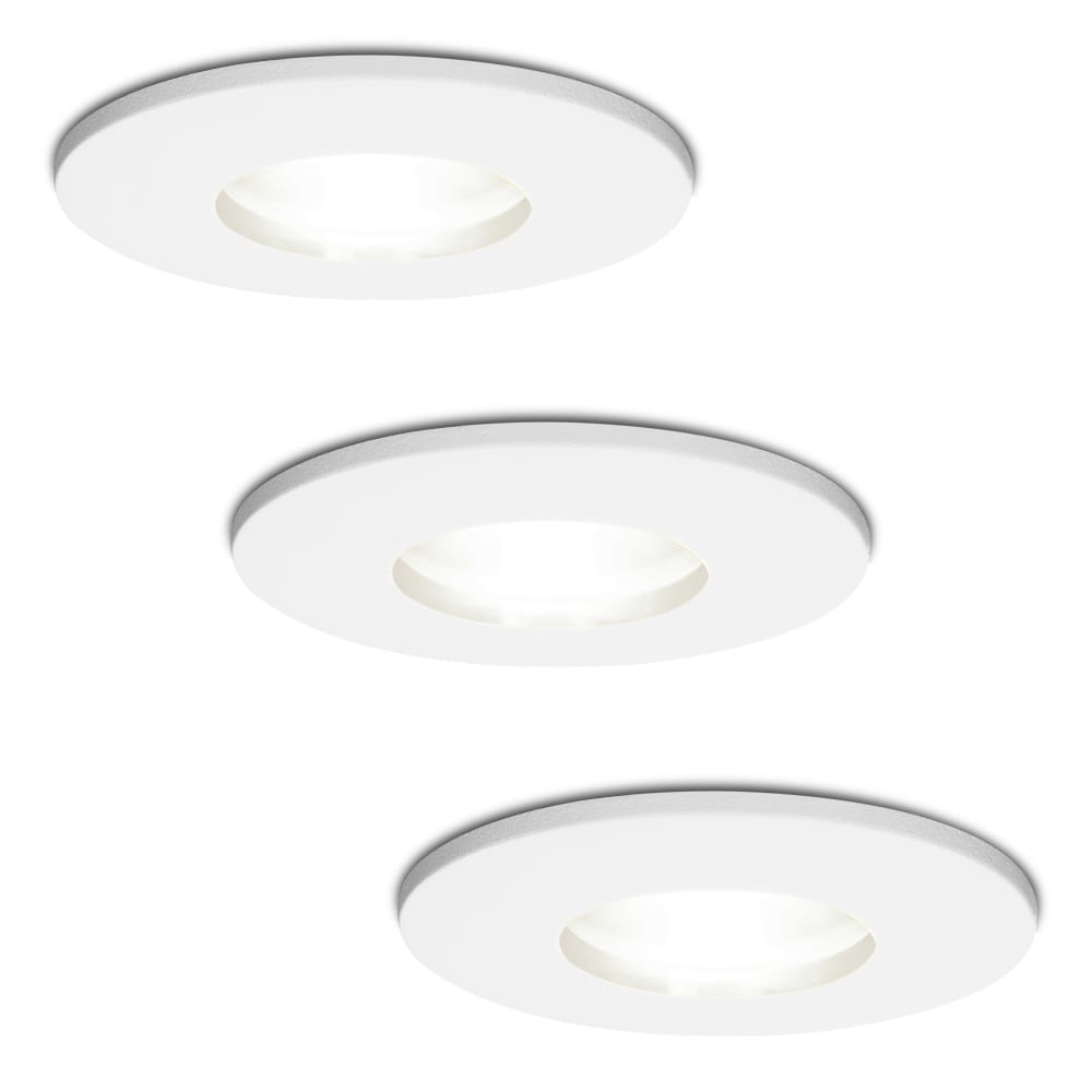 Set van 3 Barcelona LED Inbouwspots 5 Watt 400 lumen 6000K Daglicht wit GU10 Dimbaar Rond IP44 voor badkamer, buiten en binnen Wit