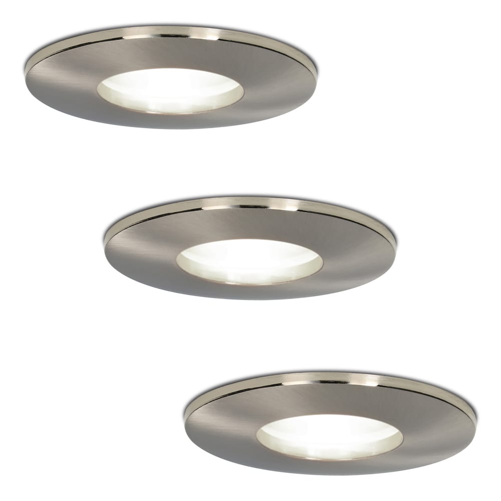 Set van 3 Vegas - LED Inbouwspots - 5 Watt 400 lumen - 6000K Daglicht wit - GU10 - Dimbaar - Rond - IP44 voor badkamer, buiten en binnen - RVS afbeelding