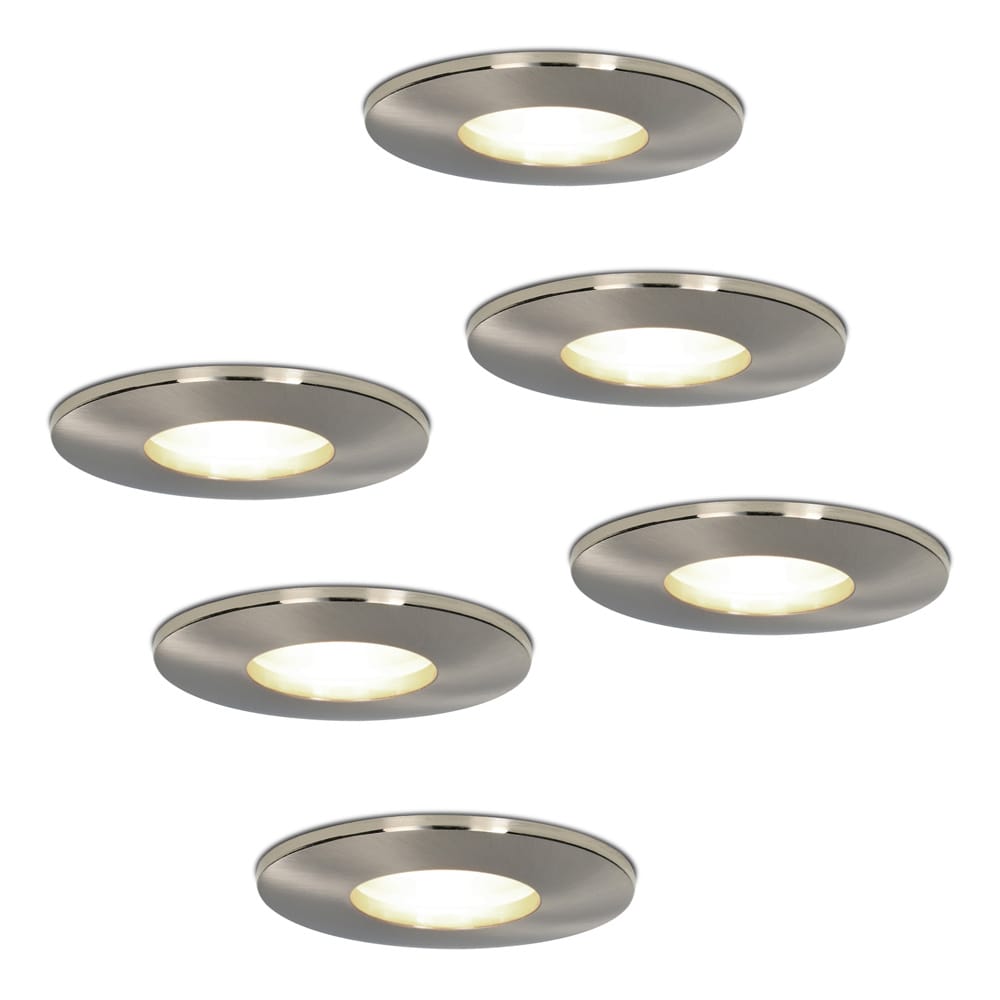 Set van 6 Vegas LED Inbouwspots 5 Watt 400 lumen 4000K Neutraal wit GU10 Dimbaar Rond IP44 voor badkamer, buiten en binnen RVS