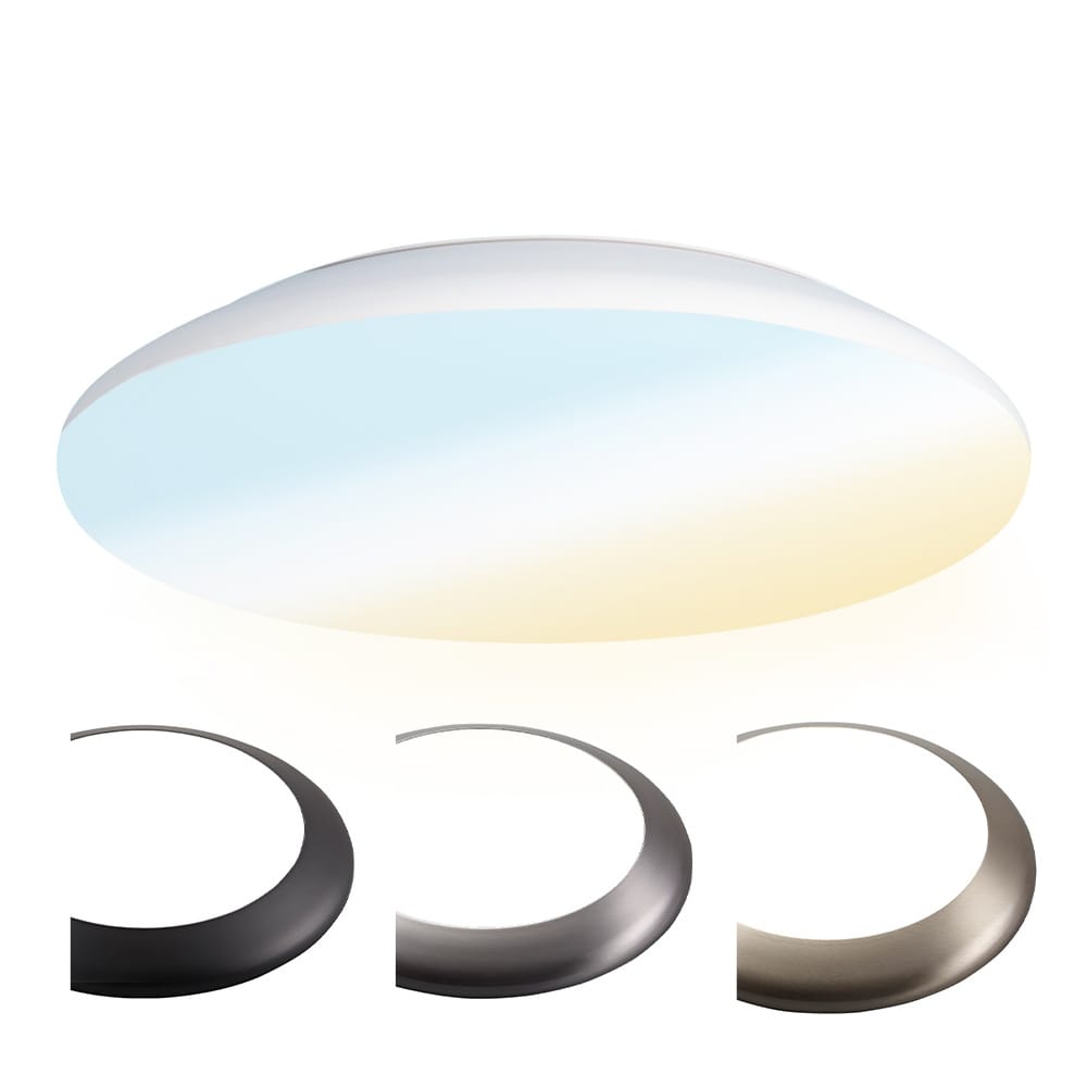 LED Bulkhead - Diameter 38cm - 25 Watt 2600 lumen - CCT Lichtkleur instelbaar - IP65 waterdicht - Vandalismeproof - Plafonniere - Voor binnen en buiten - Chroom afbeelding