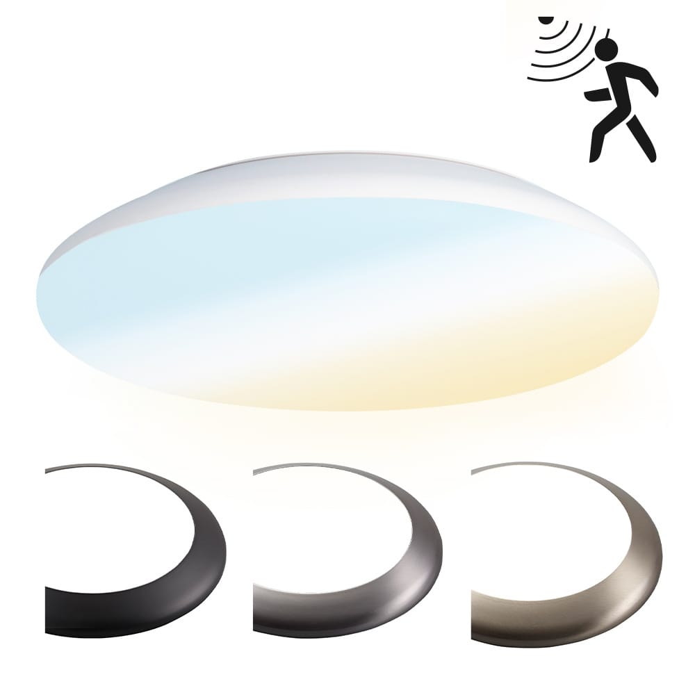 LED Bulkhead - Bewegingssensor - Ø38 cm - 25 watt - 2600 Lumen - 3 Lichtkleuren - CCT Switch - IP65 Waterdicht - IK10 - Wit - Plafondlamp afbeelding