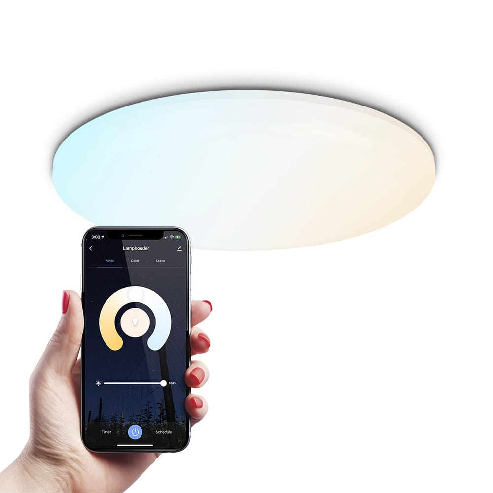 Smart plafondlamp Rond 24 Watt 2400 lumen Ø30cm RGBWW Wifi Bluetooth Google Home, Amazon Alexa en Siri Frameless Bestuurbaar via App en Stem