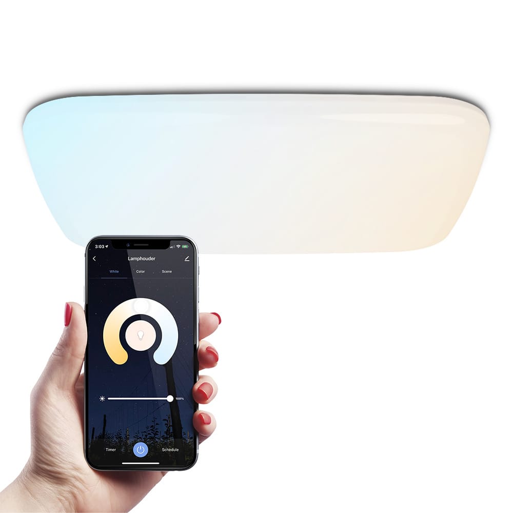 Smart plafondlamp - Vierkant - 30W - 3000lm - 42x42cm - RGBWW - Wifi + Bluetooth - Google Home, Amazon Alexa en Siri - Frameless - Bestuurbaar via App en Stem afbeelding