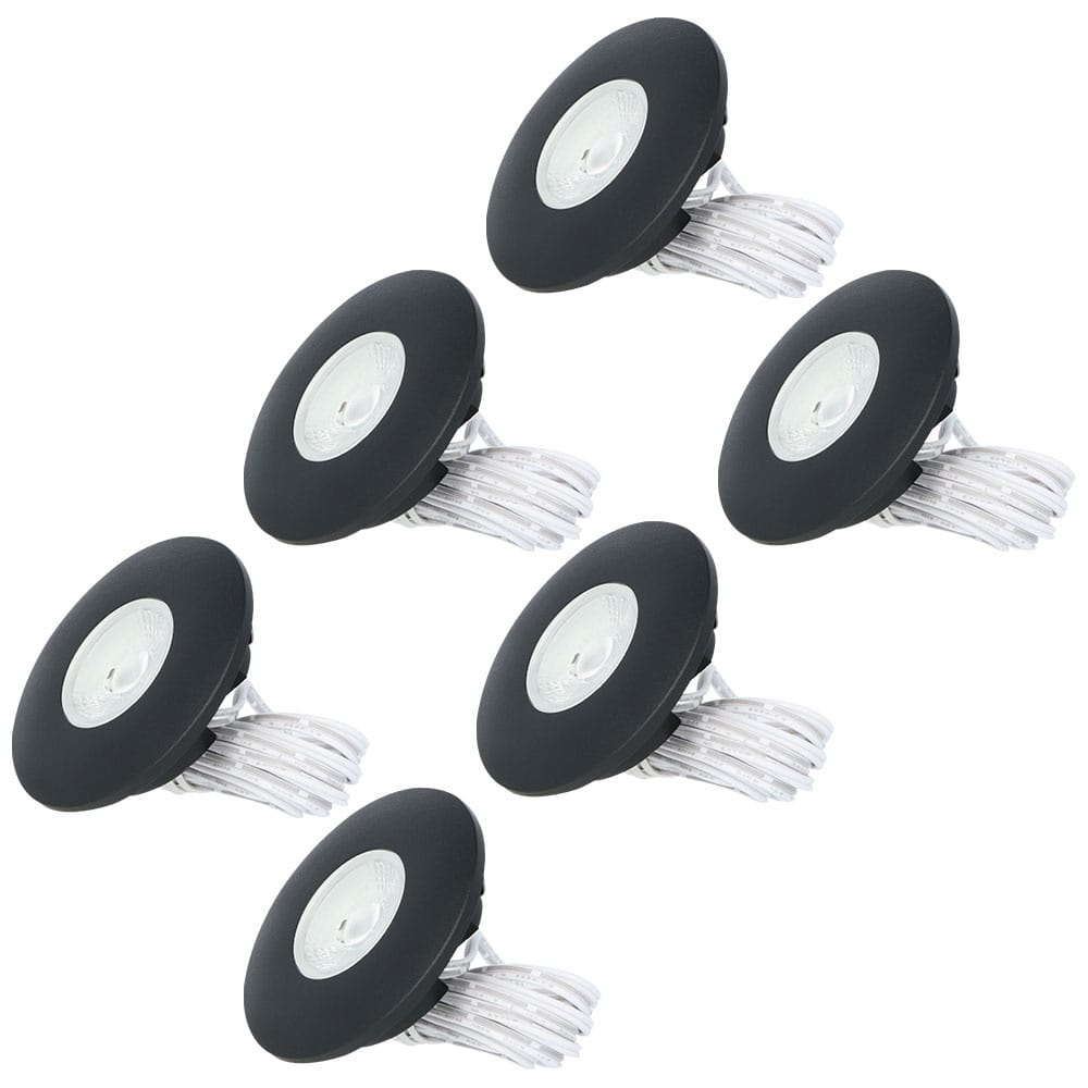 Set van 6 Pavo - Platte LED ipbouwspots met lage inbouwdiepte 12mm - 3 Watt 260 Lumen - 2700K Warm wit - Dimbaar - Rond - Meubelspot - IP44 waterdicht - Zwart afbeelding
